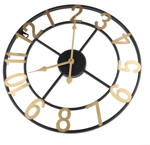 LatoYard Große Wanduhr aus Metall mit Vintage-Design, stille Outdoor-Innen-Gartendekoration für Bauernhaus, Küche, Schlafzimmer (H)