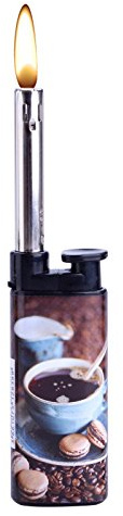 1x Stück Stabfeuerzeug PIEZO Coffee Gasfeuerzeug Normale Flamme + 1x Konsumany Stab- Stumfeuerzeug 12,5 cm Lang