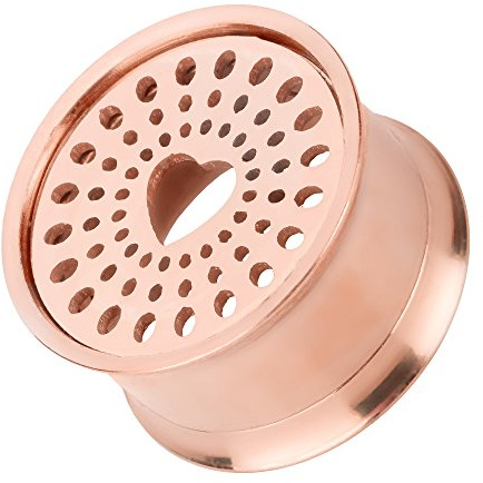 Piercingfaktor Flesh Tunnel Schraub Plug Ohr Piercing Edelstahl mit Schraubverschluss Herz gelocht Motiv