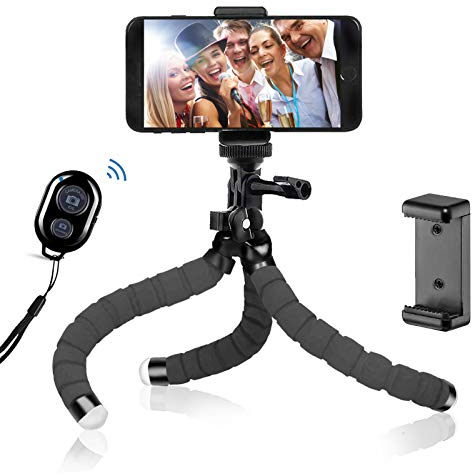 BSET BUY Tripod Oktopus Handy Stativ Kamera-Ständer Dreibein für Kamera und Jedes Smartphone - Inklusive Handyhalterung und Bluetooth-Fernbedienung