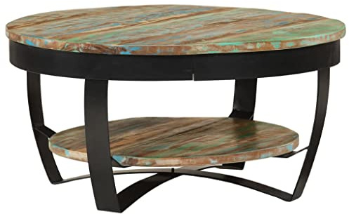 vidaXL Couchtisch mit Ablage Altholz Massiv 65x32 cm