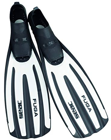 SEAC Fuga, Flossen zum Tauchen, Freitauchen und Schnorcheln, Erwachsene, geschlossenem Fußteil, Made in Italy, Weiß, 38/39