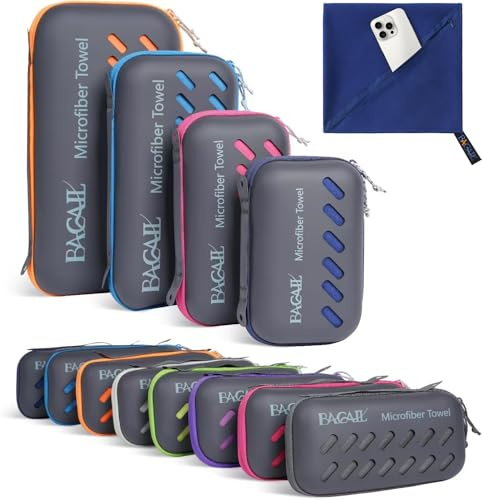 BAGAIL Microfibre Travel Towel, Perfect Camping Towel, Swimming Towel and Beach Towel, Quick Dry - Super Absorbent - Ultra Compact, Great for Sports, Gym, Yoga and Backpacking