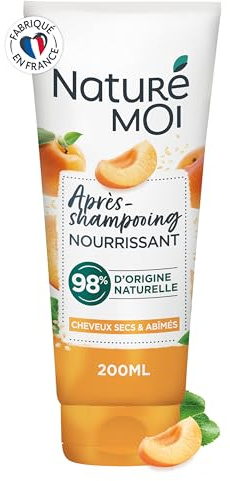 Naturé Moi Après Shampooing Sans Sulfate Nourrissant Démélant, Répare Cheveux Secs, Abîmés Abricot, Huile de Sésame Bio 98% d'Origine Naturelle 200 ml