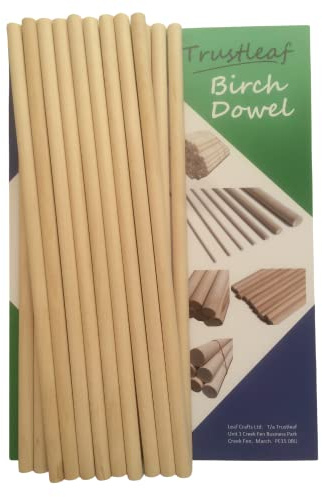 Trustleaf 10 mm x 30 cm Birken-Hartholz-Holzdübel (20 Dübel)