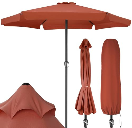 Deuba Parasol Ø 330 cm Terracotta Parasol en Aluminium avec manivelle Protection Solaire UV 50+ Jardin terrasse extérieur