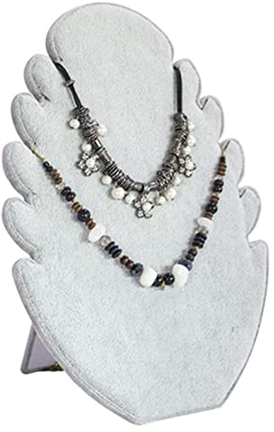 Loopunk 1 Pc Samt Kettenständer,Grau Halskette Display,Schmuckständer Halskette Display mit 5 Kerben,Halskette Schmuckständer Aufbewahrungsregal 8 x 11 Zoll