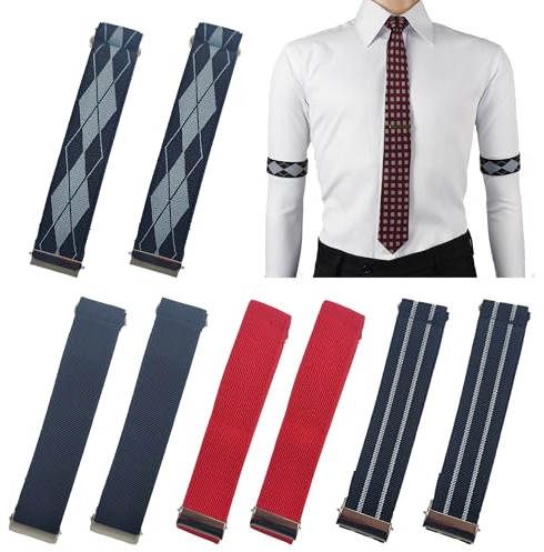 XCSJ 8 Stück Ärmelhalter Hemd Ärmelhalter Verstellbar Sleeve Holder Anti Rutsch Sleeve Holders Stretch Hemd Hülsenhalter Hemdärmel Halter Band Für Fixieren Langarmshirt Für Kellner Damen Herren