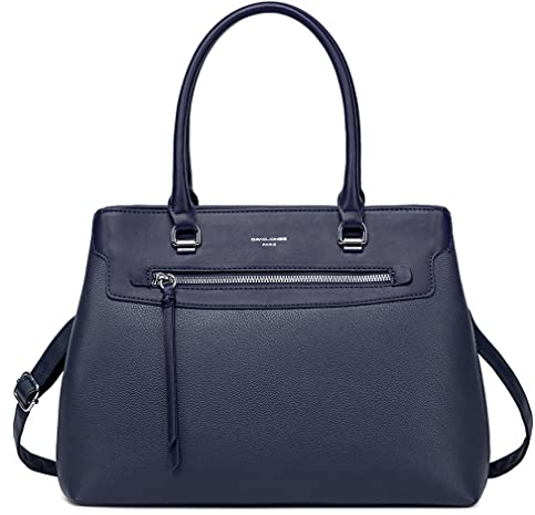 David Jones - Damen Handtasche Elegante - Frau Henkeltasche PU Leder - Schultertasche Tote Shopper Tasche - Mehrere Fächer Viele Taschen - Umhängetasche Alltags Mode Klassisch Stadt Arbeit - Blau
