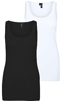 VERO MODA Top da Donna, Black/Pack:Bright White, XL