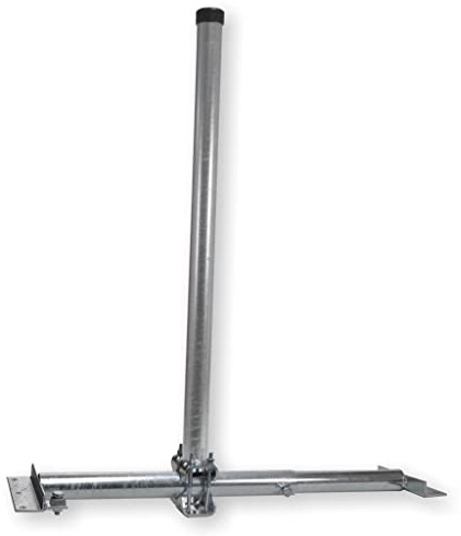 Koscom Supporto per travi satellitare fino a 100 cm, supporto SAT con passacavo, lunghezza asta 90 cm e diametro 48 mm, distanza travi regolabile 51-90 cm