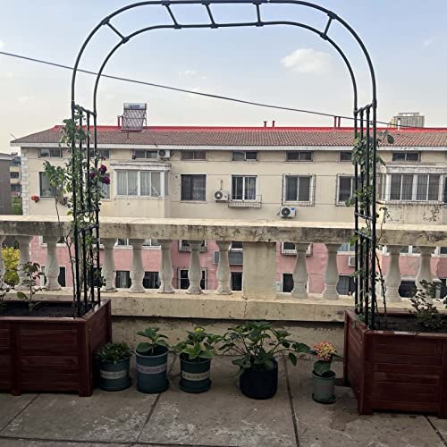 Arco Per Rose Ferro Battuto Traliccio Per Rose Arco Da Giardino Con Base Metallo Padiglioni Decorazione Arco Resistente Alle Intemperie Nero Altezza 2.4.0m(W200xH240cm/79x94in)