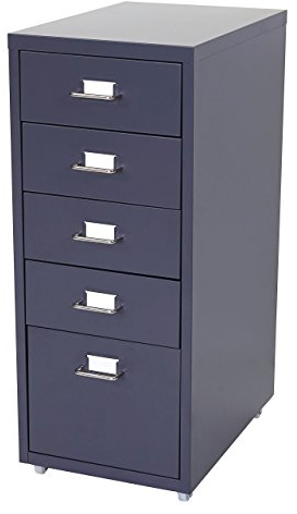 Mendler Rollcontainer Boston T851AM, Schubladenschrank Stahlschrank, 69x28x41cm 5 Schubladen - dunkelgrau