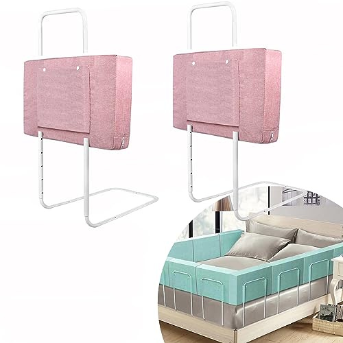 JOIEYOU Barrera de cama para niños, protección anticaídas, 60 cm, 5 agujeros, altura regulable, borde de cama para niños pequeños, protección contra caídas (60 cm, rosa cereza)