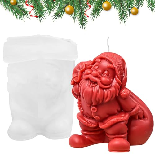 Christmas Santa Claus Mould, 3D Santa Claus Candle Molds, Christmas Silicone Mould, Xmas Decoration Mold, Soap Casting Mould for DIY Aromatherapy Craft Plaster Wax Candle Soap Home Decoration