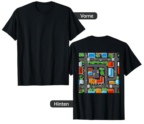 Stadt Spielstraße Kinder Spielteppich Auf Rücken T-Shirt