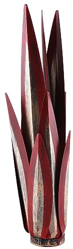 Puooifrty Sculpture d'agave en métal résistant au vent pour décoration extérieure de pelouse (12 feuilles rouges, 1 pièce)