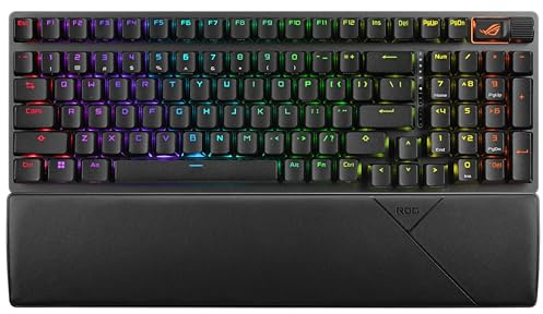 ASUS ROG Strix Scope II 96 Clavier de jeu sans fil, connexion à trois modes, mousse amortissante et coussinets d'oreille amortisseurs d'interrupteur, interrupteurs ROG NX Storm