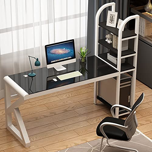 SORVA L-förmiger Computertisch, 41-Zoll-Eckschreibtisch, moderner, einfacher Heimbüro-Spieltisch, Lerntisch mit Stauraum, Schwarz + Weiß