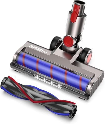 Cepillo Compatible con V7 V8 V10 V11 V15 SV10 SV11 SV12 Aspiradoras – Cepillo de Repuesto Giratorio 180° con luz LED, Rodillo Suave + Rodillo Duro, Apto para Suelos Duros, alfombras y moquetas