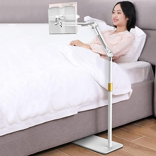 Buchhalter zum Lesen im Bett, höhenverstellbarer Tablet-Bodenständer, Kochbuchhalter, rollender Rednerpultständer, extra groß und stabil