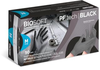 Glovely Guanti Nitrile Neri: Monouso, Extra Resistenti e con Finitura Diamantata per Lavoro e Industria (50 pezzi/scatola) - Taglia M