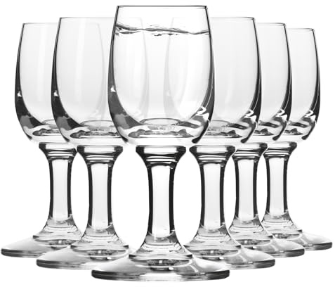 Krosno Schnapsgläser 6er Set, 35 ml, Pure Kollektion | Shotgläser, Bleifreies Kristallglas mit stabilem Standfuß und zeitlosem Design für Shots und Liköre, Spülmaschinenfest