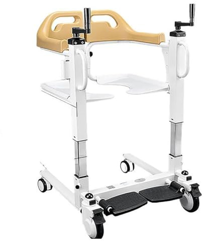WOLWES toilettenstühle,Rollstuhl,toilettenstuhl mit Rollen,Manueller Patientenlifter,multifunktionaler Transfer-Rollstuhllift,Bett Toilettenstuhl mit 180° geteiltem Sitz A