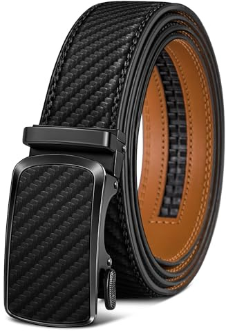 BULLIANT Gürtel Herren, Ledergürtel Ratsche Gürtel Automatikschließe für Herren Business Anzug,Breit 35mm,Größe Angepasst(Schwarz,140cm/42-48 taille verstellbar)
