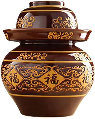 Vasi per la fermentazione, Vaso in ceramica con vaso di sottaceti China Fu con coperchio, kit di fermentazione cinese tradizionale con coperchio a tenuta d'acqua, vaso di fermentazione for Kimchi, cra