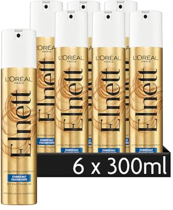 L'Oréal Paris Elnett Ultrafin hårspray, stylingspray med provitamin B5, för styling och fixering av frisyren, starkt grepp, lätt att borsta ut, utan silikoner, 6 x 300 ml