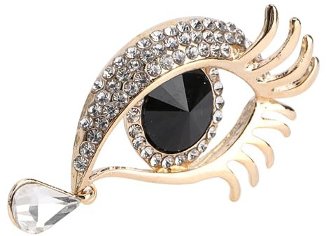 WESIEVYA Broche Œil Mode D'œil Dorée Noire, Épingle à Revers Avec Cristaux, Accessoire De Vêtement Femme, Décoration Ornement Élégante Chic
