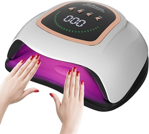 Timpou LED UV Lampe für Nägel,200W UV-Lampe für Gel-Nagellack Trockner professionelle Nagellampe, UV-Licht für Nägel mit 42 Perlen, Auto-Sensor Led Gel-Nagellampe, 4 Timer-Einstellung (BM50)