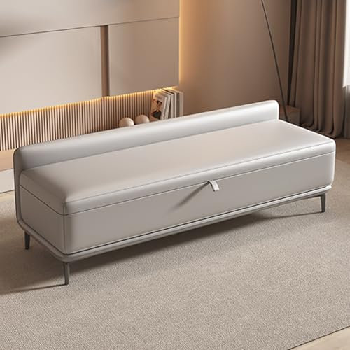 Luxuriöse Bettbank aus Leder mit Stauraum, Massivholz, Bettbank für Wohnzimmer oder Schlafzimmer, Eingang, Schuhwechselbank mit hoher Widerstandsfähigkeit, Schaumstoffkissen, hochwertige Möbel