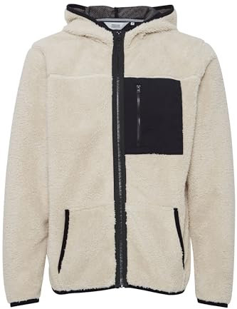 !Solid SDLuka Fleecejacke Herren Übergangsjacke Fleece Jacke mit Teddy Fell mit Kapuze Regular Fit Brusttasche Regular fit, Größe:XL, Farbe:Oatmeal (130401)