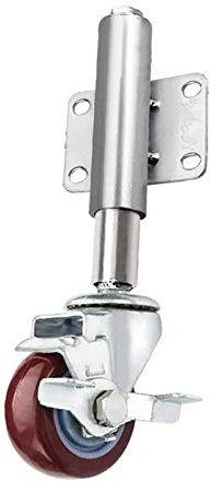 Lenkrollen, federbelastete Polyurethan-Torrolle, 5-Zoll-Schwerlastmöbel-Lenkrolle, höhenverstellbar 30/60 mm, Tragfähigkeit 220 lbs, mit 4 Löchern Universal-Montageplatte (Bremse 60 mm)(Side Brake,30m