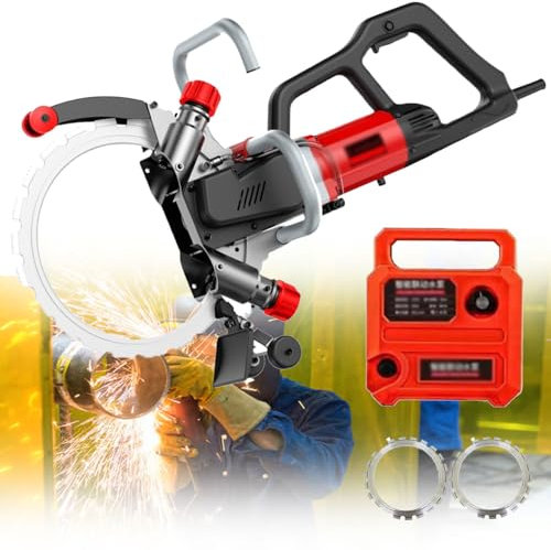 Scie circulaire à béton électrique sans balais - 8800 W/9500 W - Scie circulaire à rainure pour béton - Profondeur de coupe de 270/300 mm - Pour granit, porcelaine, bois, béton, pierre, 9500W-2Blades