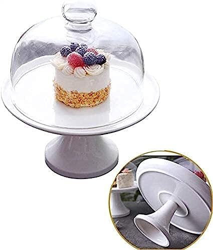 Présentoir à gâteau blanc avec couvercle en verre pour gâteau au fromage ou gâteau d'anniversaire (25,4 cm)