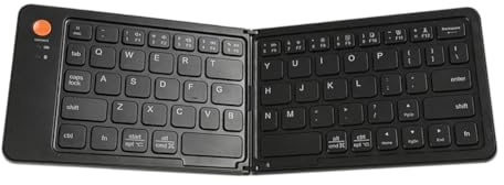 Fangxuee Tastiera Bluetooth Pieghevole Wireless Mini Tastiera Portatile Pieghevole Doppia Adatta per Laptop e Telefoni Cellulari Nero