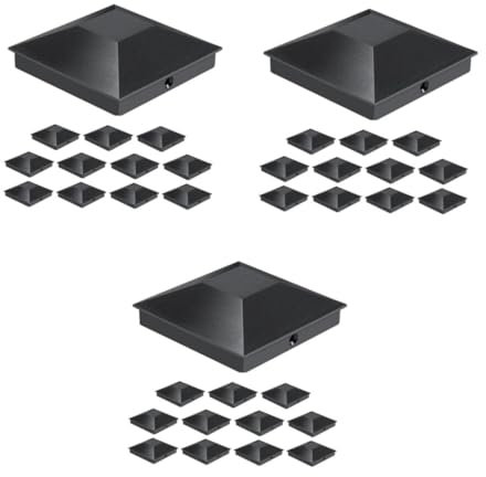 Wooden Fence Post Caps Set for Patio Deck Posts 12pcs x 3 Black Pp Plastic Decorative Deck Post Cover with Safety Caps