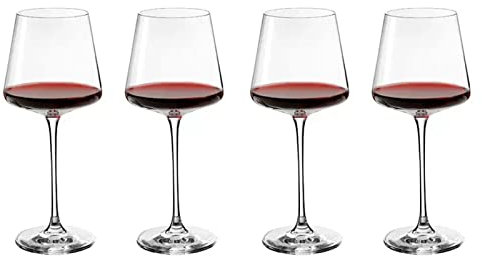 Juego de copas de vino tinto, vasos de vino tinto y blanco, elegantes copas de vino con tallo, copas de cristal de plomo, para amantes del vino para cumpleaños, aniversario, boda, 4 piezas de copas