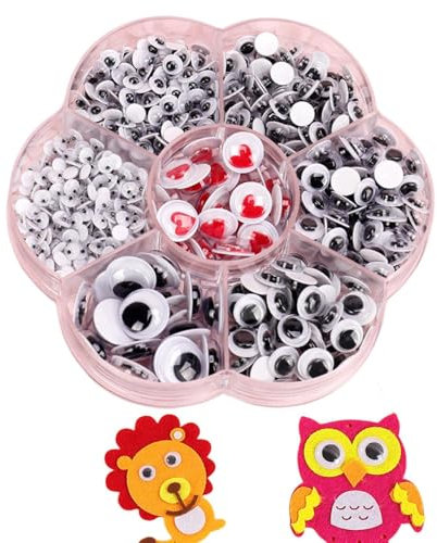 Wackelaugen zum Basteln, klebrige Kulleraugen Aufkleber, selbstklebende Bastelaugen, lustiges dekoratives Zubehör, perfekt für Karten, Puppen, Taschen, Hüte, Wände, kreative Kunstbedarf für Kinder