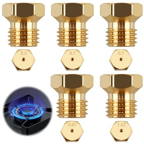 Inyectores de inyectores de gas para barbacoa de gas, estufa de gas y quemador de propano LPG, juego de repuesto universal con rosca M6 x 0,75, compatible con barbacoa de gas Weber, boquillas de