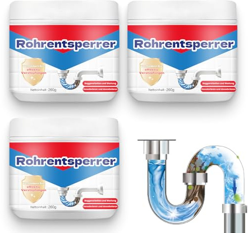 Rohrreiniger, Abflussreiniger Extrem Stark, Kalkentferner Dusche Stark, Toilet Drain Cleaner Extrem Effektiv & Materialschonend Gegen Verstopfungen & Haare wie Haare, Seifenreste, Fette (3)