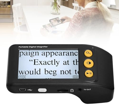 Loupe numérique portable à écran de 3,5 pouces Aide à la lecture électronique visuelle pour basse vision, personnes âgées, loupe de lecture numérique portable 2X-25X Zoom avec lumière (Black )