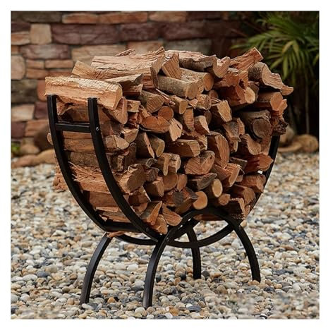 HBOOMOEM Holzunterstand FüR Brennholz AußEn，Kaminholzregal Aus Stahl，Garten Kaminholzunterstand，Verstellbare Kaminholzregal Metall，Geeignet FüR Terrassen Und Veranden.