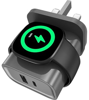3-in-1-Ladegerät für Fitbit Sense/Sense 2 /Versa 4/3/Ace LTE,PD 25W USB C Schnellladung Dual Port Wandladegerät Block, Travel Essential Charge für iPhone, Samsung,Google