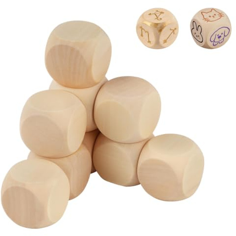 qjuwhua 60Stück Holzwürfel Blanko 20x20x20mm Blanko Würfel Selbst Gestalten | Beschreibbarer Würfel Unlackiertes Holz Sechsseitig für DIY Handwerk Malen Dekorationen Bastelprojekte Gravieren