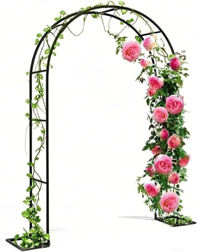 Black Metal Garden Arbor Arch - Sturdy Steel Frame Trellis for Climbing Plants, Wedding Decorations, Outdoor Garden Decor (180 x 40 x 220CM)