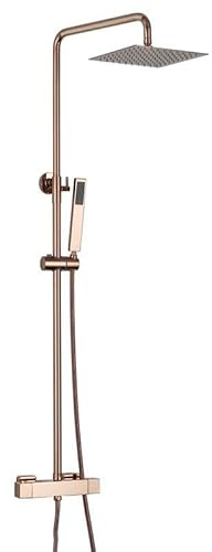 Hudor Colonne de douche thermostatique SC428RD – Laiton rosé doré (Cuivre) – Collection Pénée – Élégante et fonctionnelle